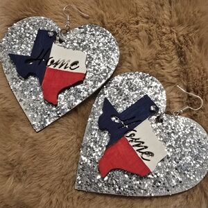 Glitter Heart Texas Earrings with Home Design